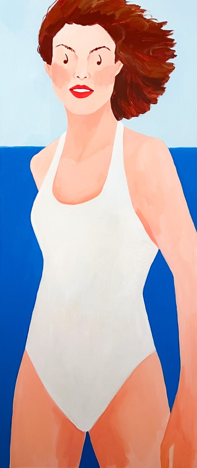 summer-A woman standing in the sea