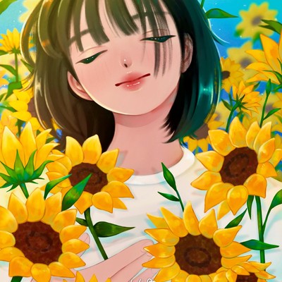 달리-해바라기와 소녀
