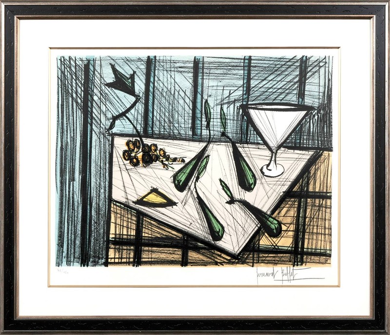 베르나르 뷔페-Still Life with Pear and Glass