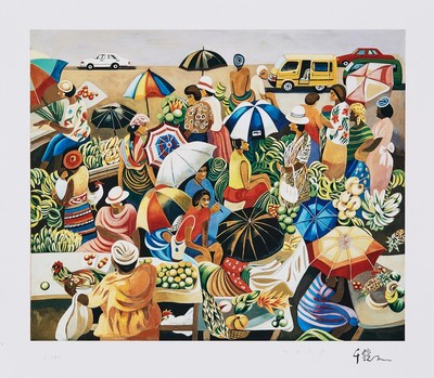 천경자 Chun Kyung Ja, 그라나다의 시장 (사후판화)