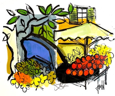 David Jamin -Uzès – le beau marché place aux herbes