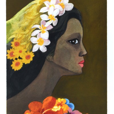 천경자-꽃을 든 여인